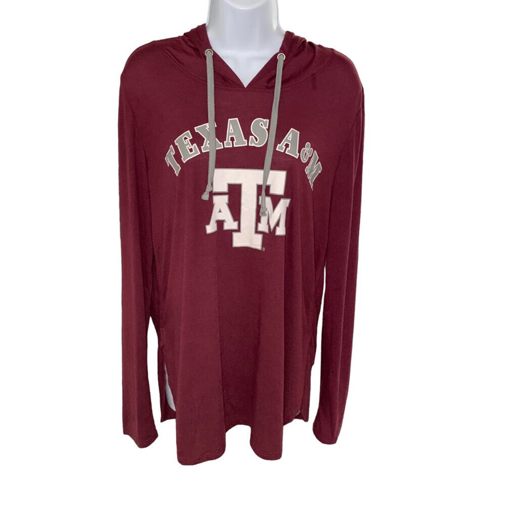 Texas‎ A&M AGGIES Maroon Purple Colosseum Long Sleeve Hoodie Top Women Large